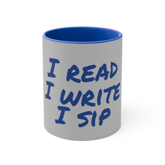 'I Read I Write I Sip' 11oz Accent Mug