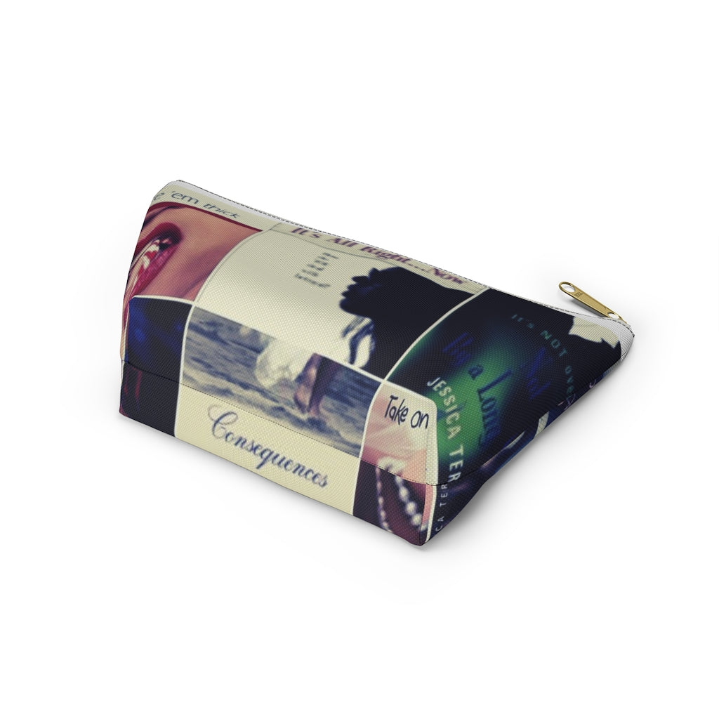 Book Collage Accessory Pouch w T-bottom